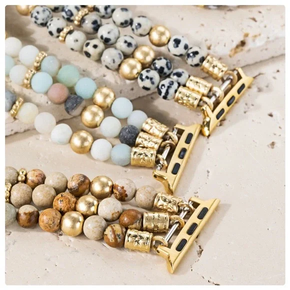 Howlite Stone & Beads Apple Watch Band - Picture 3 of 3